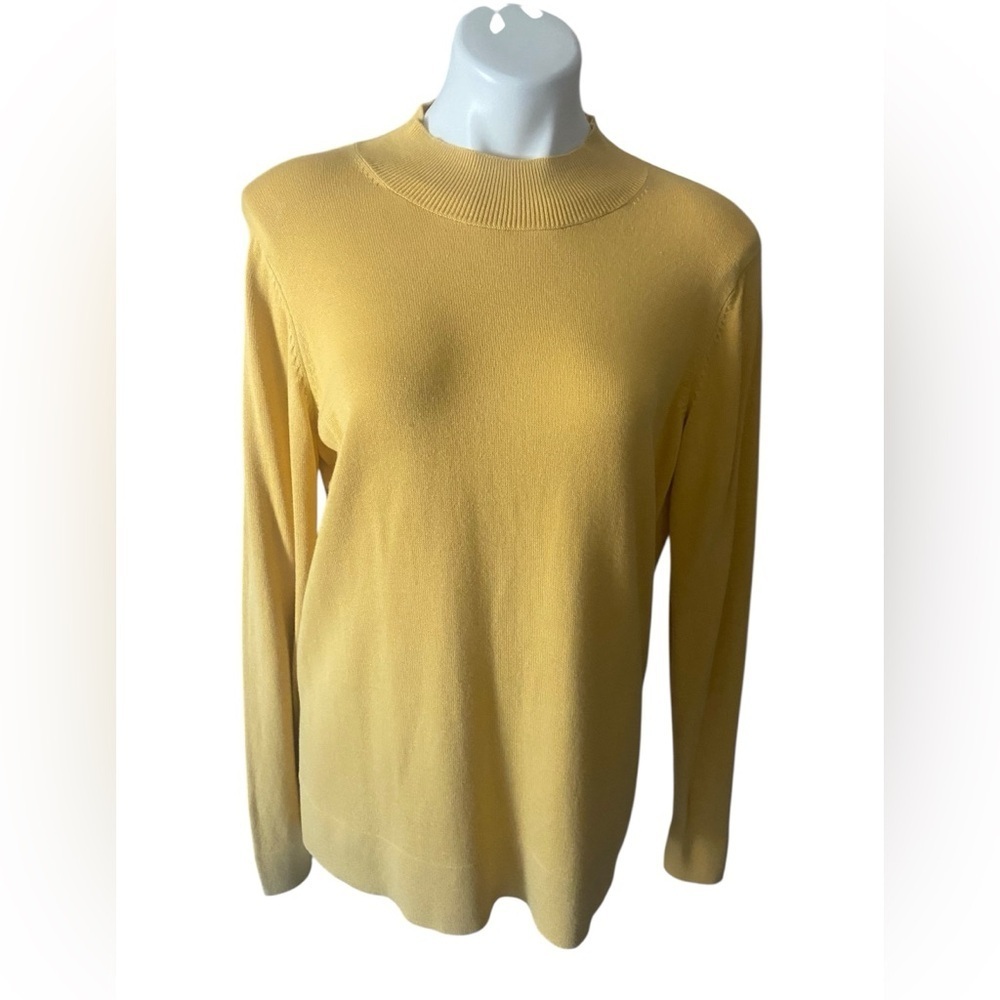 Old Navy Women’s Mustard Knit Long Sleeve Mock Neck Cotton Blend Sweater Size XL
